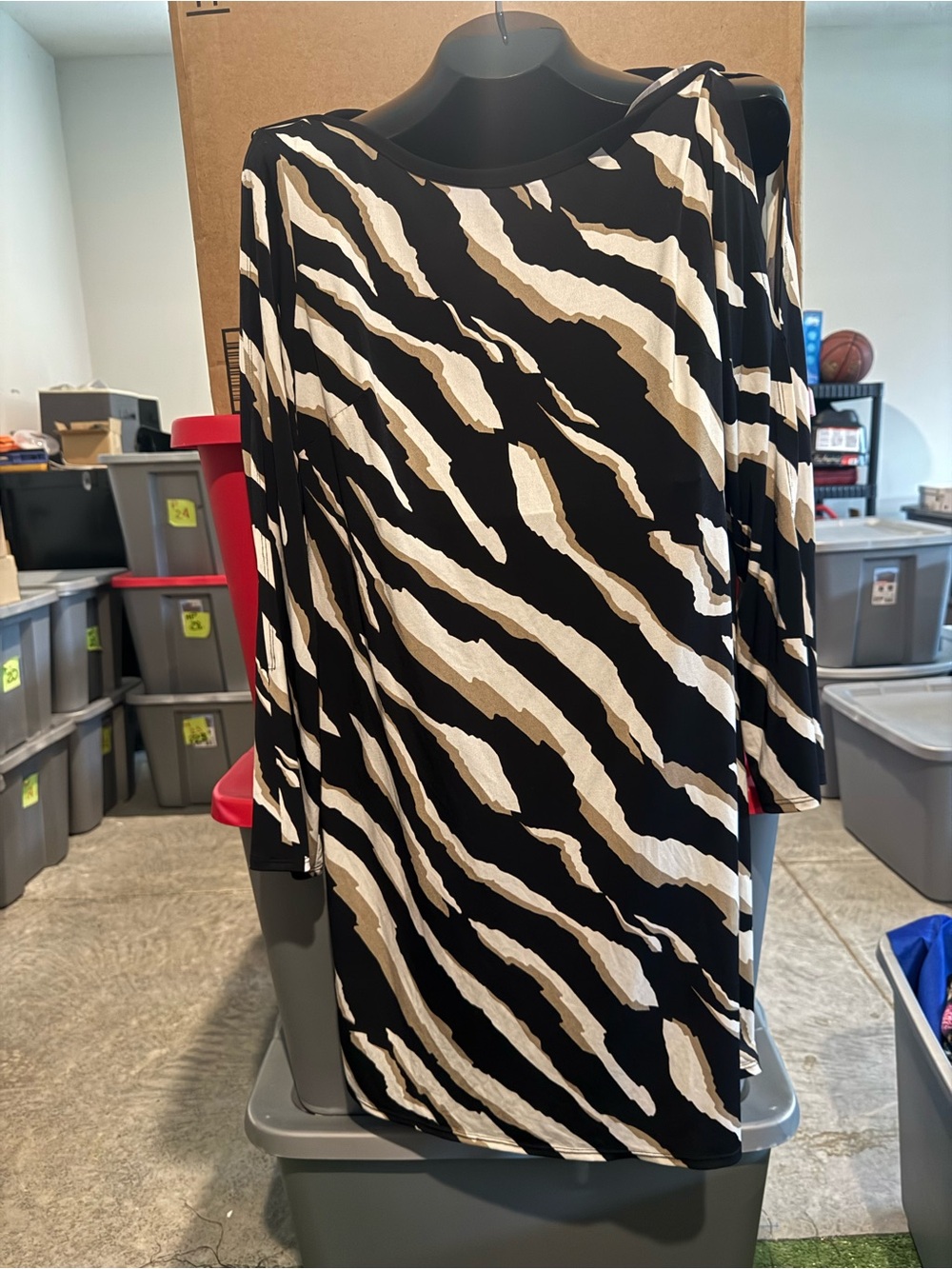Black & Cream Zebra Print Tunic Dress mp66